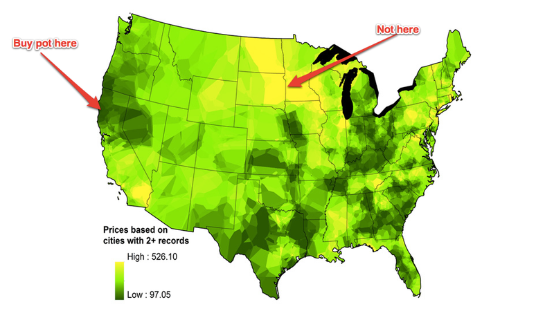 Illustration for article titled Map Proves You Are Paying Too Much For Marijuana